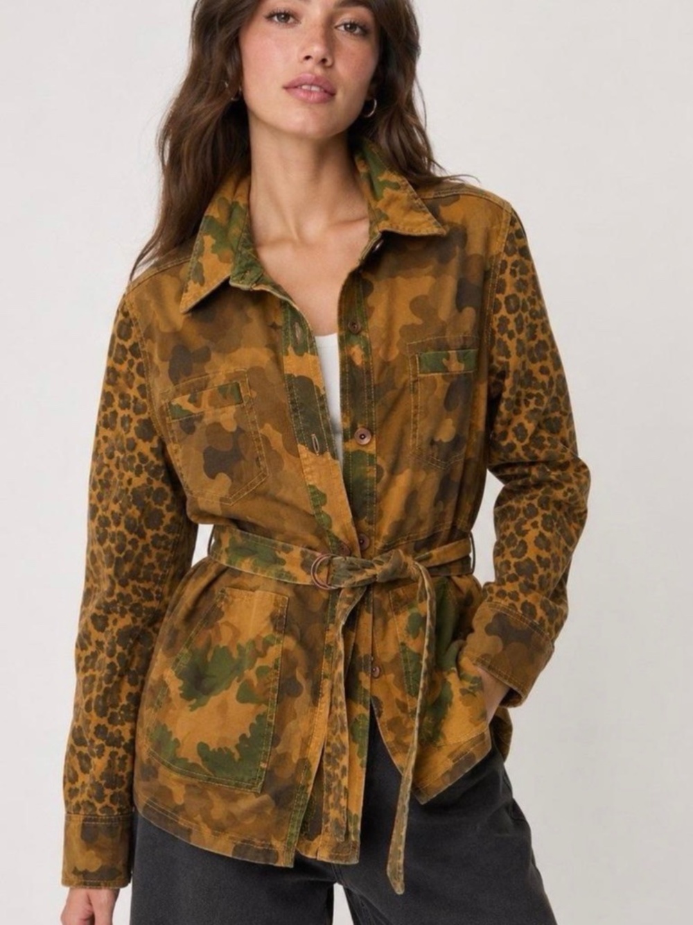 Anthropologie Pilcro Mixed Print Utility Jacket